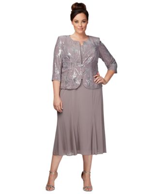 Alex Evenings - Plus Size Sequin Chiffon Dress and Jacket