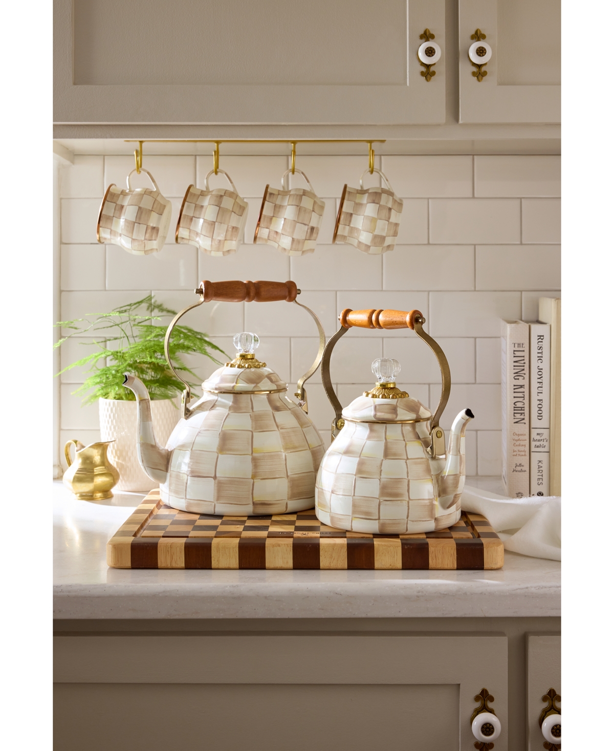 Mackenzie-Childs Mocha Check 2-Qt. Tea Kettle