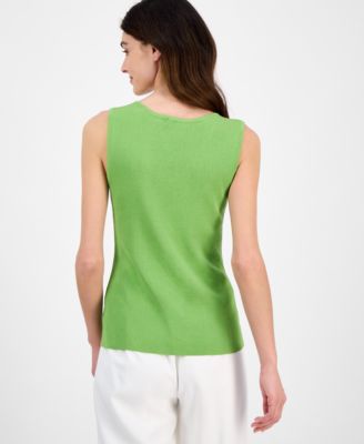 Women's Fine-Rib Sleeveless V-Neck Sweater