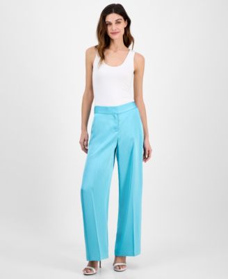 Tahari ASL - Women's Satin Mid-Rise Wide-Leg Pants