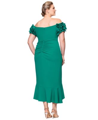 Plus Size Ruffled Off-The-Shoulder Midi Dress