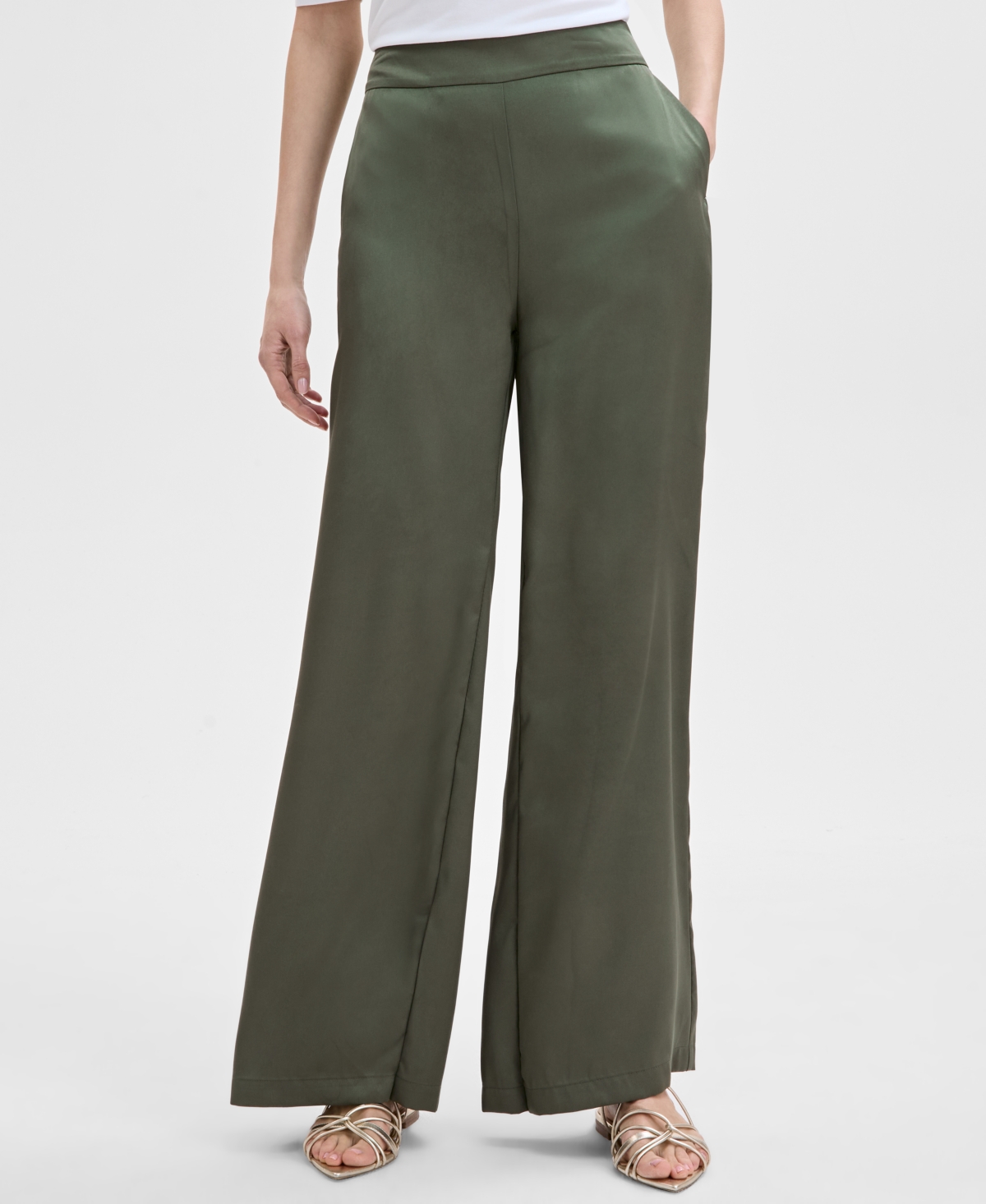 Inc International Concepts Women's Wide-leg Pants, Exclusively At Macy's In Olivine
