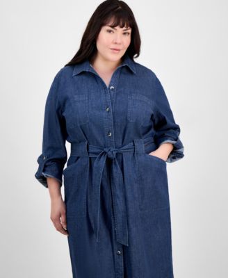 Plus Size Denim Shirtdress