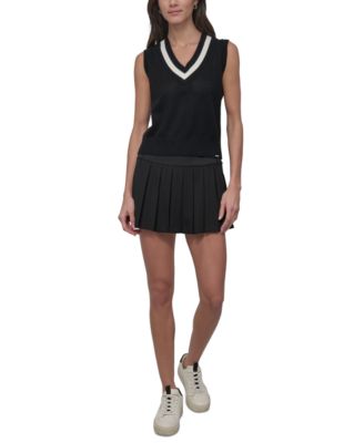 DKNY - Women's Open-Knit Sleeveless V-Neck Sweater