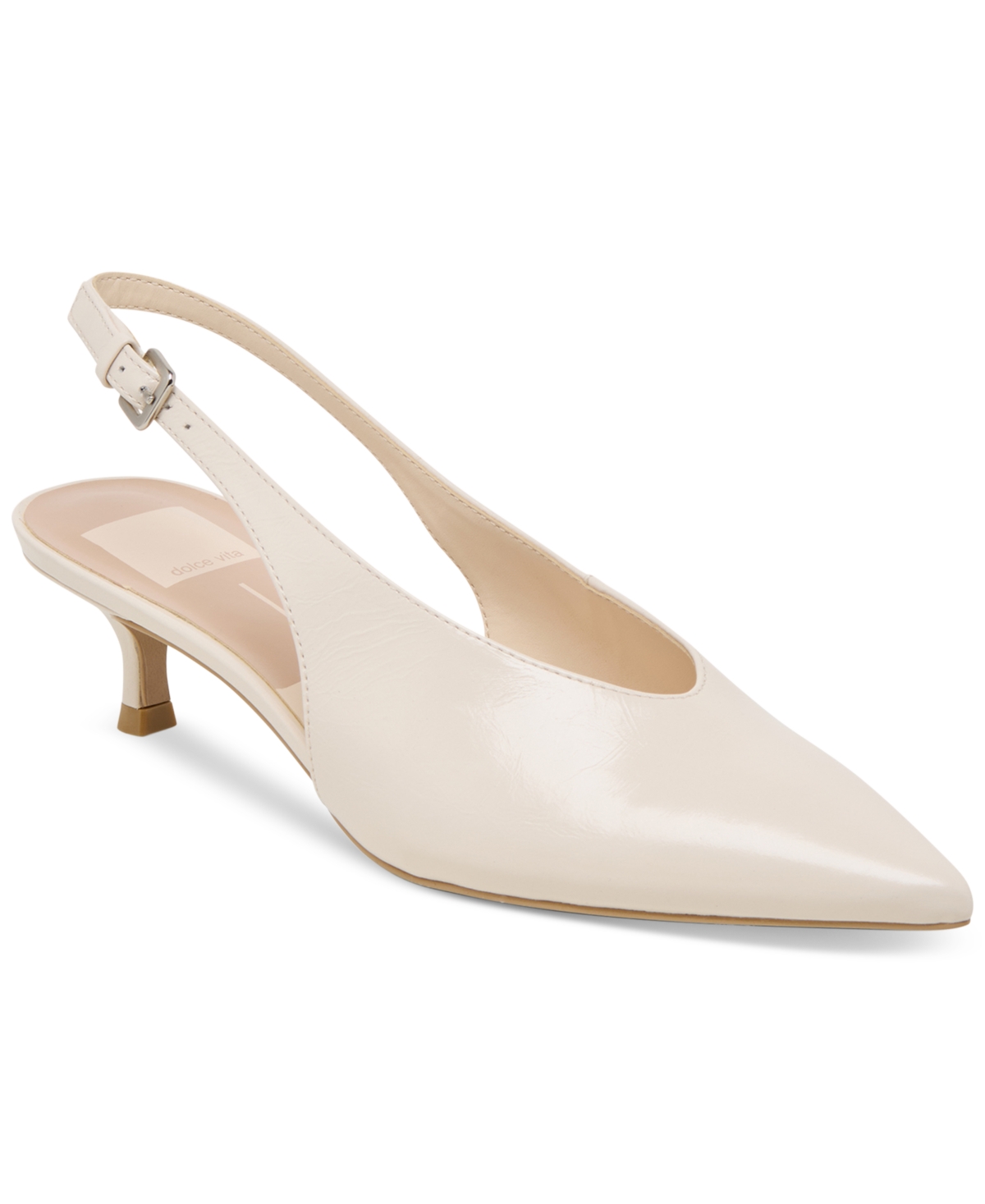 Dolce Vita Alenna Slingback Pointed Toe Kitten Heel Pump In White