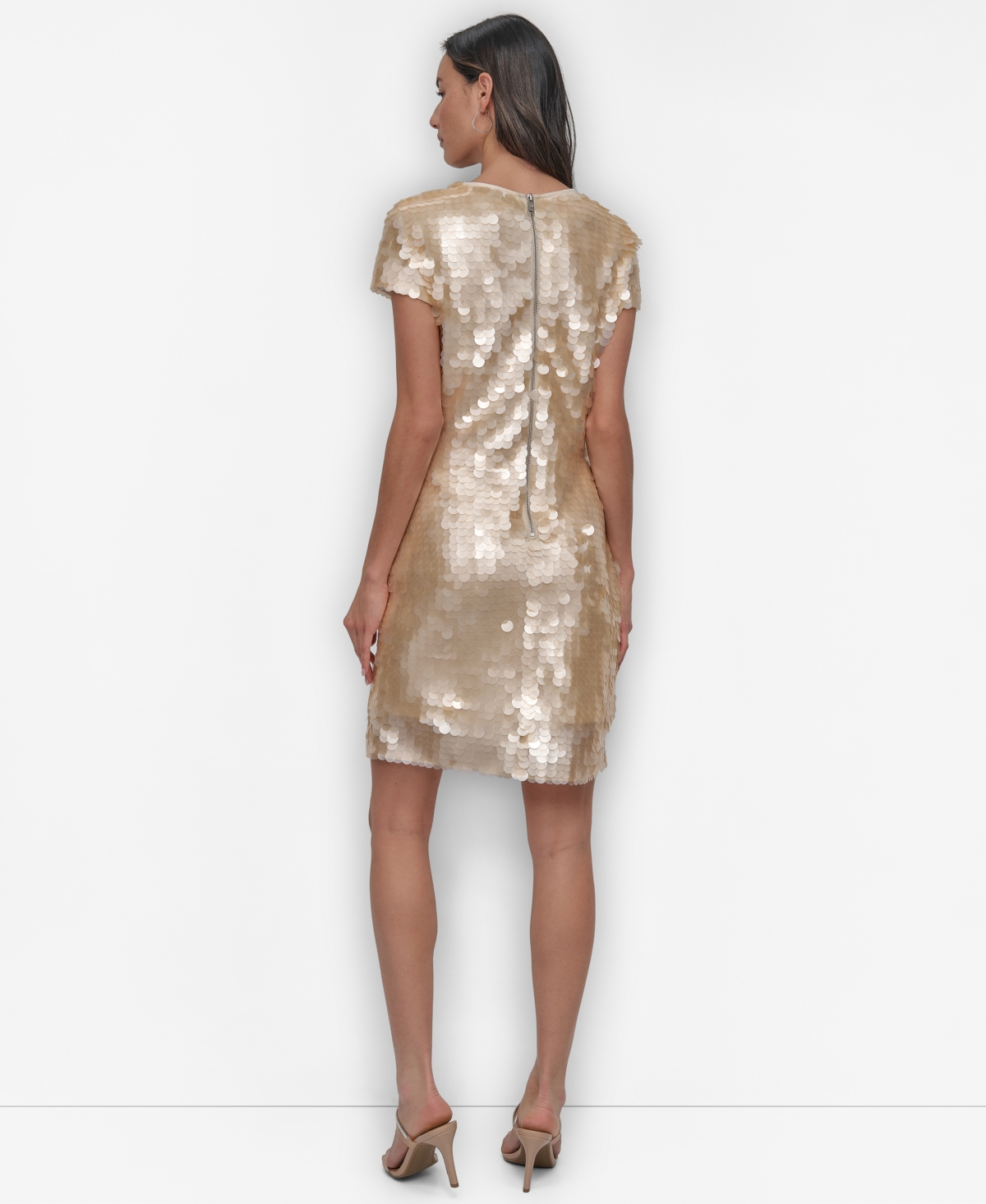 Dkny Women's Piallettes Short-sleeve Shift Dress In Chino Khaki