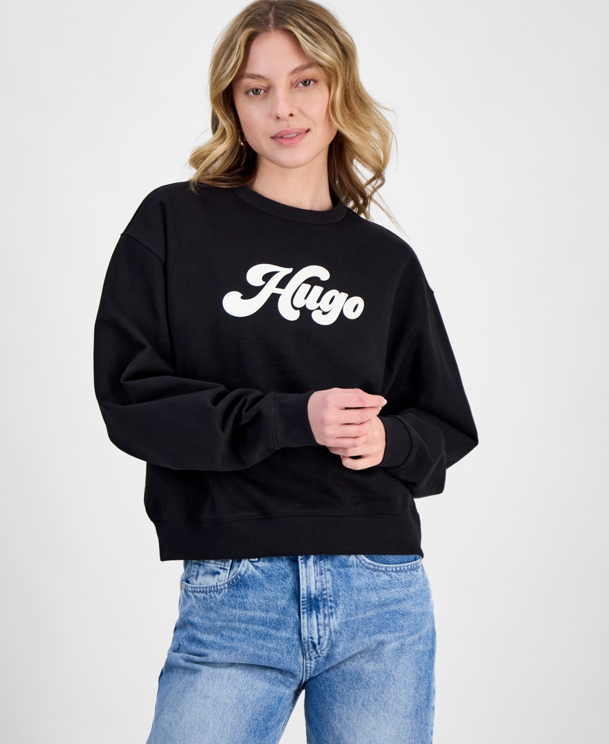 Women's Logo-Print Long-Sleeve Sweatshirt - Black
