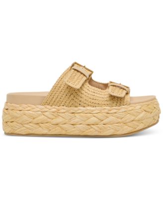 Women's Falyn Platform Double Buckle Raffia Woven Footbed Sandals