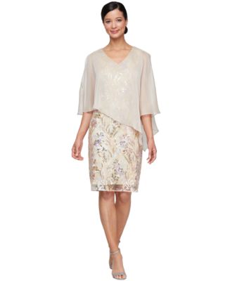 macy's sl fashion dresses Sl Fashions Plus Flutter-Sleeve Side-Ruched Glitter Gown