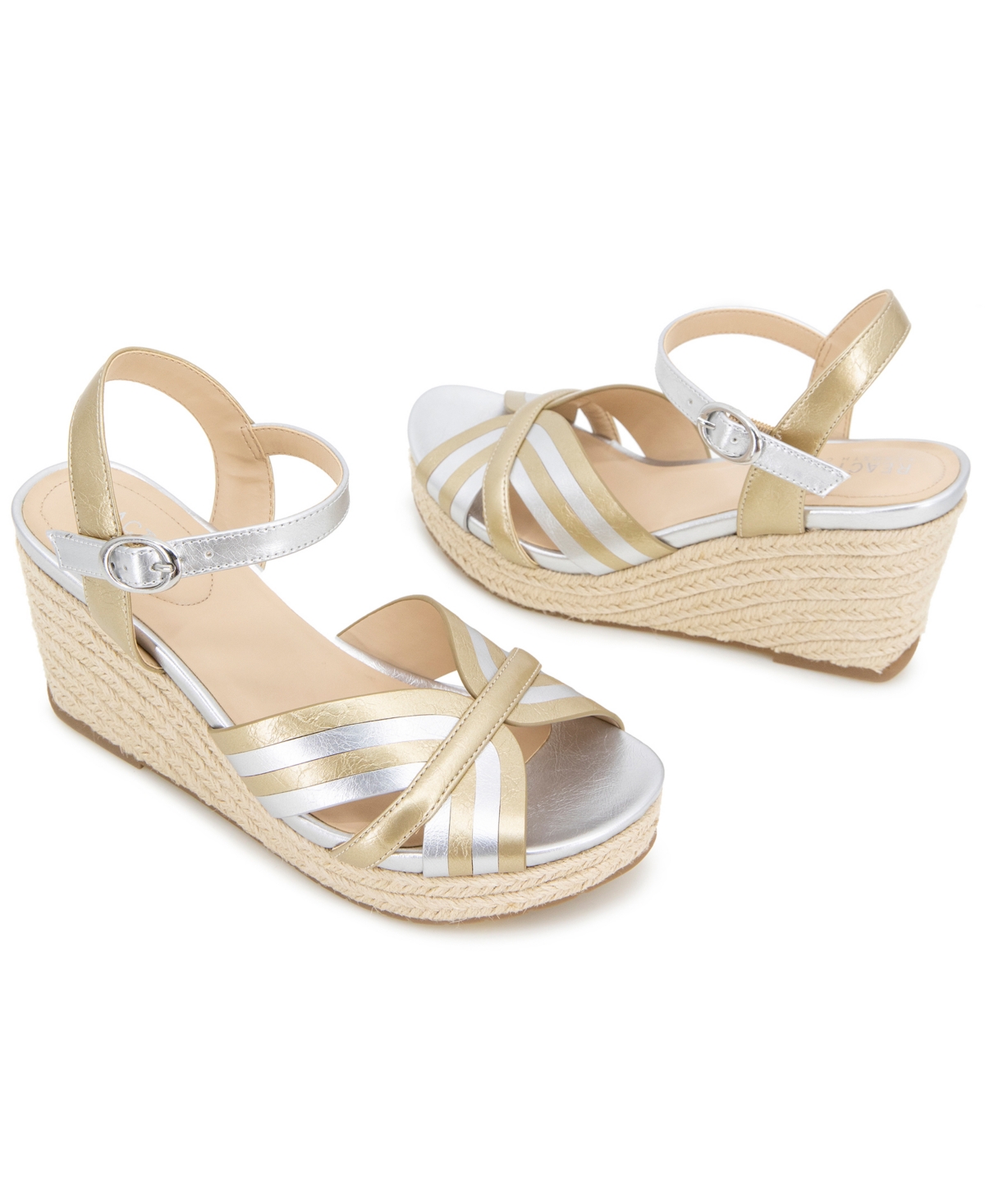 Kenneth Cole Reaction Women's Comi Almond Toe Wedge Sandals In Gold,silver