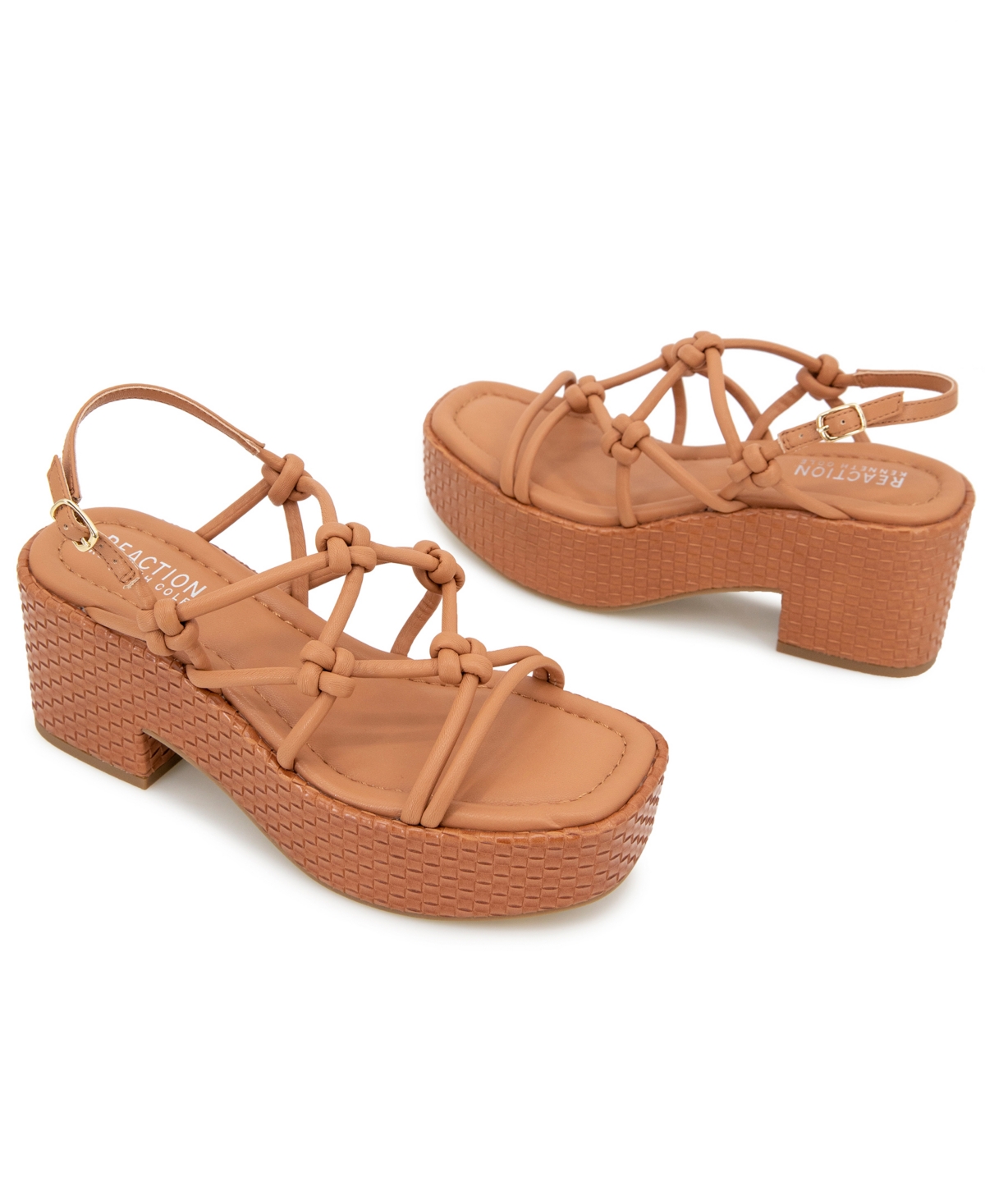 Kenneth Cole Reaction Women's Essa Knots Square Toe Wedge Sandals In Rust