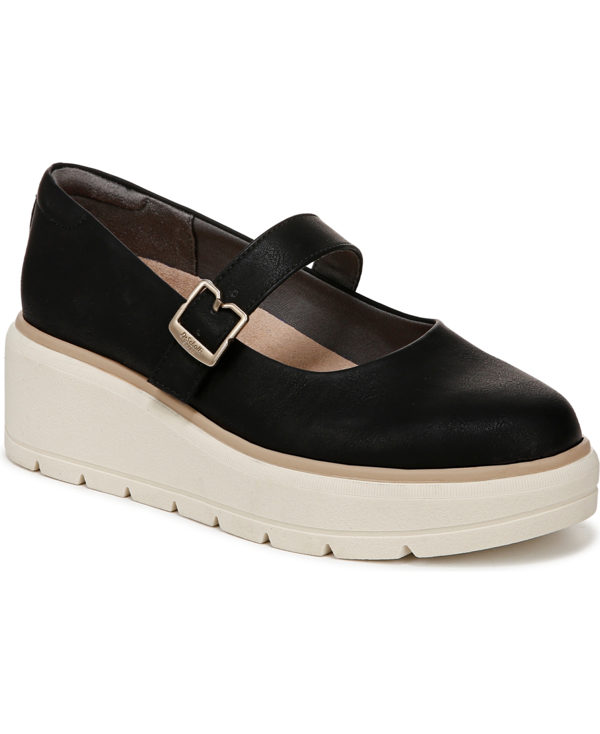 Shop Dr. Scholl's Women's Nice Day Max Mary Jane Platform Loafer In Black Tofu Faux Leather