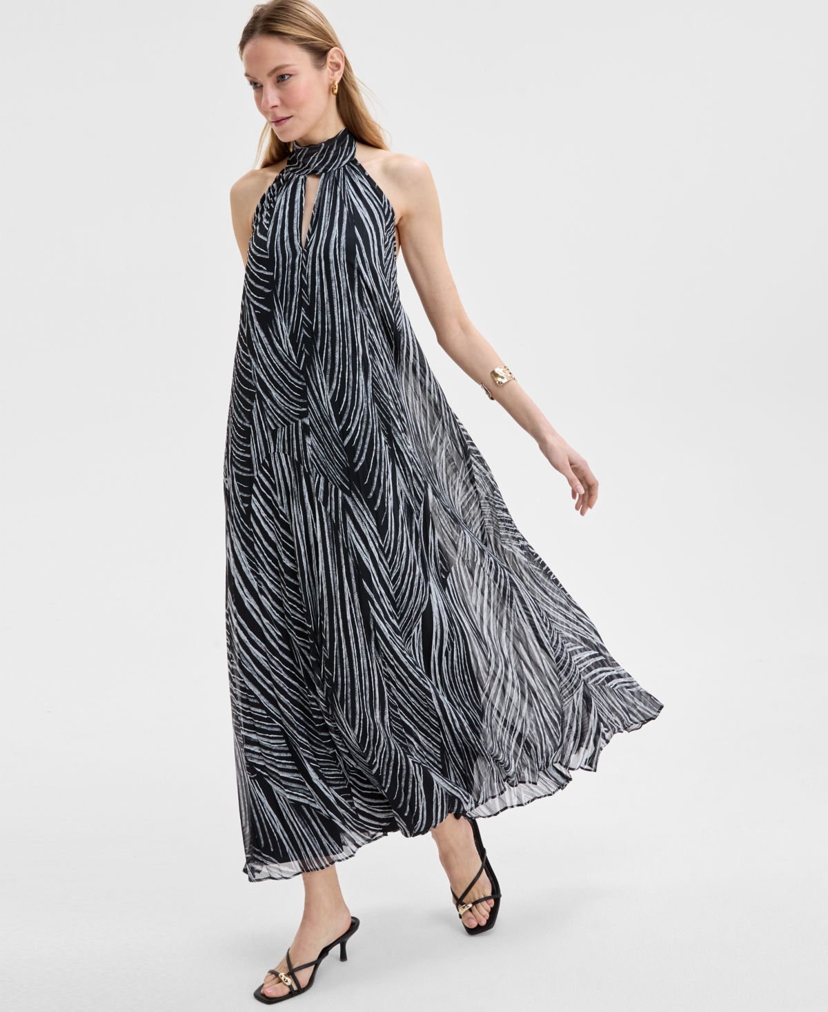 Inc International Concepts Women's Printed Halter-neck Maxi Dress, Exclusively At Macy's In Pia Stripe