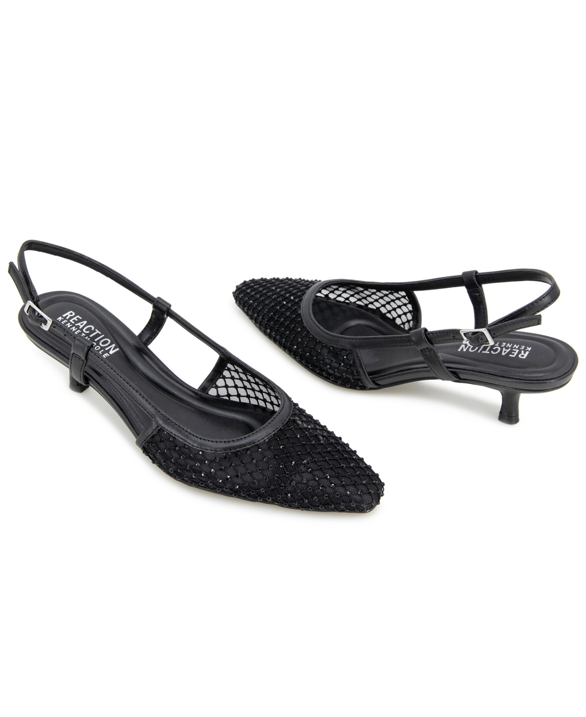 Kenneth Cole Reaction Women's Maggie Mesh Slingback Sandals In Black Crystal Mesh