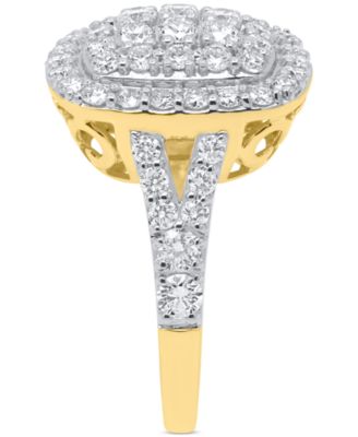 Lab Grown Diamond Halo Cluster Ring (2 ct. t.w.) in Sterling Silver or 14K Gold-Plated Sterling Silver