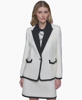 KARL LAGERFELD PARIS - Women's One-Button Tipped Blazer