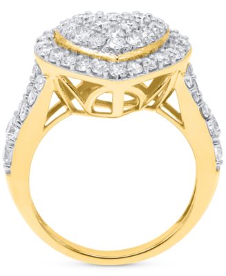 Lab Grown Diamond Heart Halo Cluster Ring (2 ct. t.w.) in Sterling Silver or 14K Gold-Plated Sterling Silver