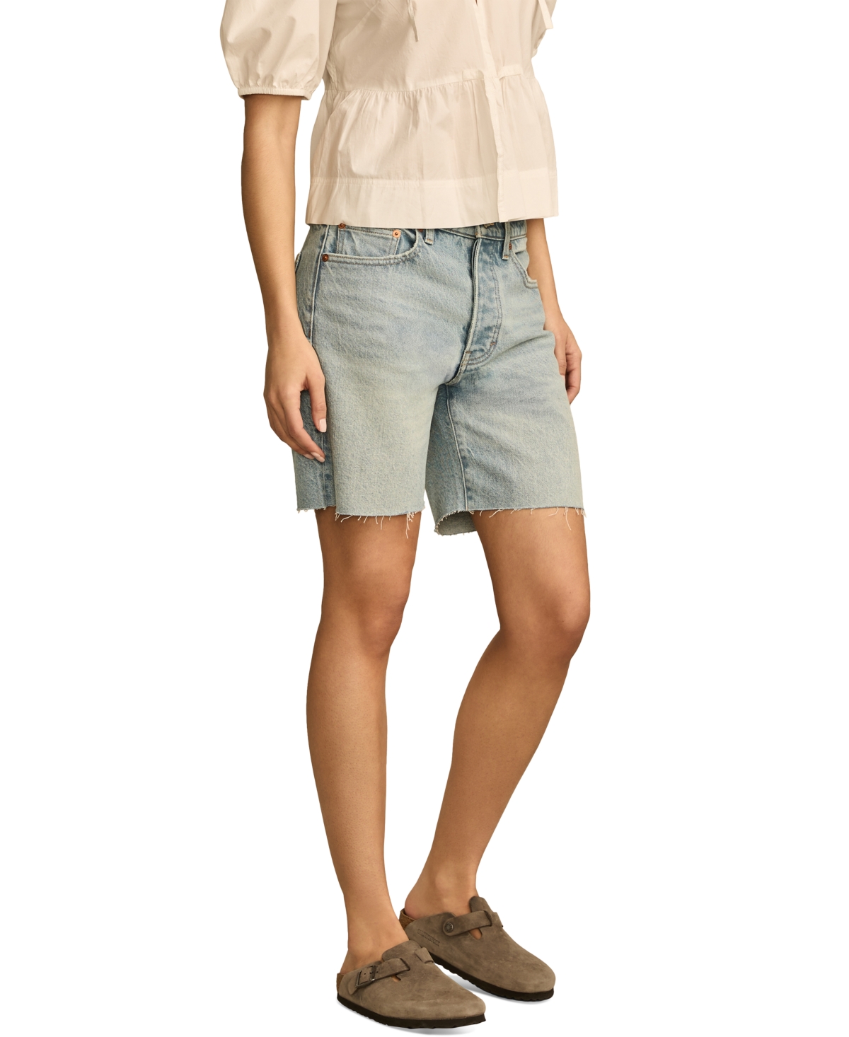 Shop Lucky Brand Women's 90s Loose-fit Denim Shorts In Halo Effect Wash