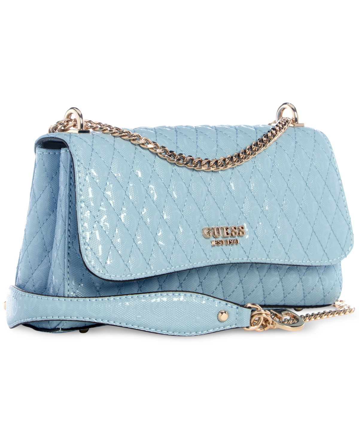 Shop Guess Betula Small Quilted Convertible Crossbody In Stormy Blue