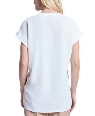 Women's Split-Neck Cap-Sleeve Blouse