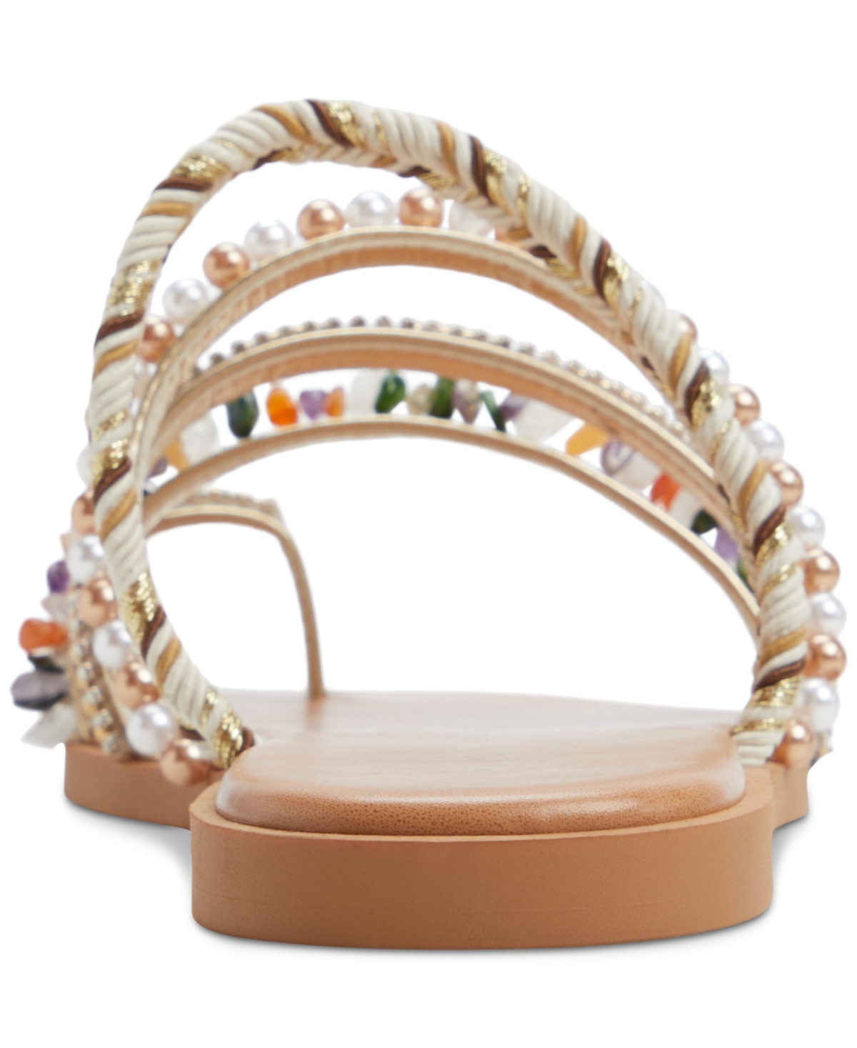 Shop Aldo Women's Lindya Embellished Strappy Toe-loop Flat Sandals In Gold