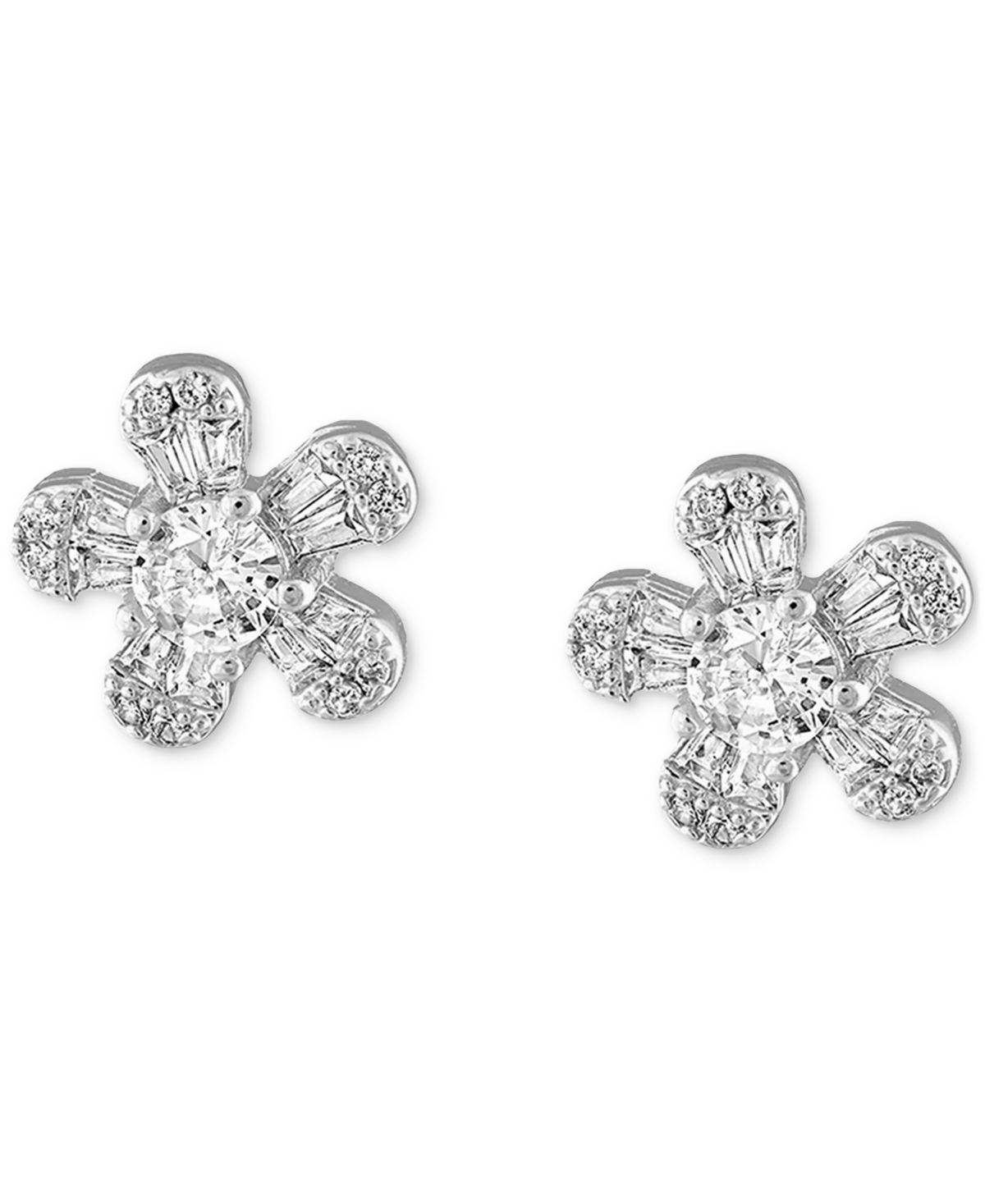 Ben Oni Copper Cubic Zirconia Flower Stud Earrings In Silver