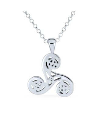 Celtic Triquetra Spiral Knot Pendant Necklace in Oxidized Sterling Silver