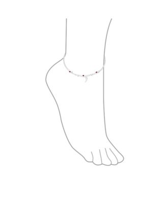Amulet Cornicello Anklet Ankle Bracelet Red Bead Sterling Silver