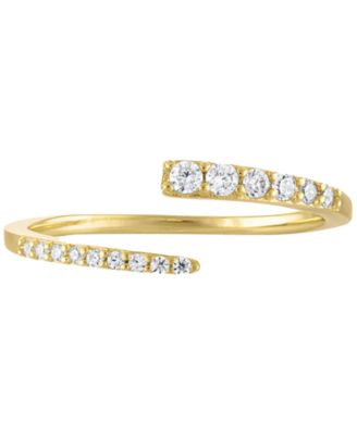 BEN ONI - 18k Gold-Plated Sterling Silver Pav&eacute; Adjustable Wrap Ring