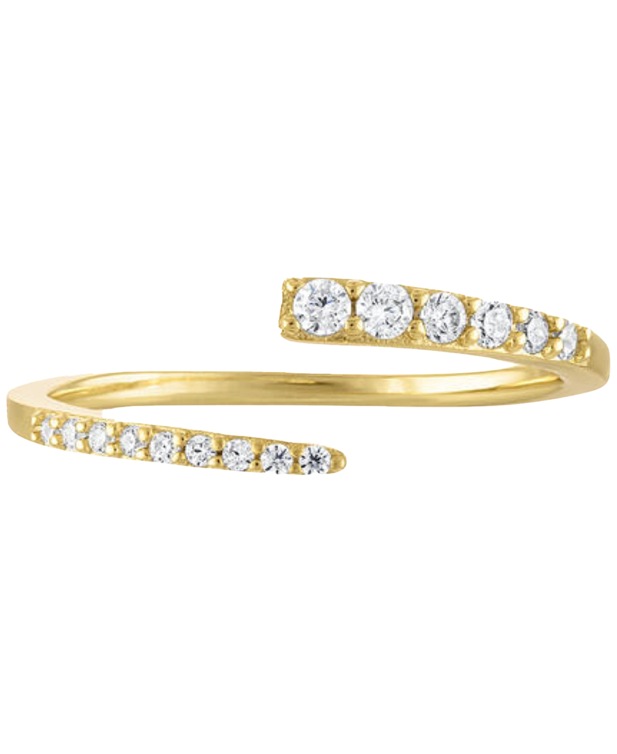 18k Gold-Plated Sterling Silver Pave Adjustable Wrap Ring - Gold