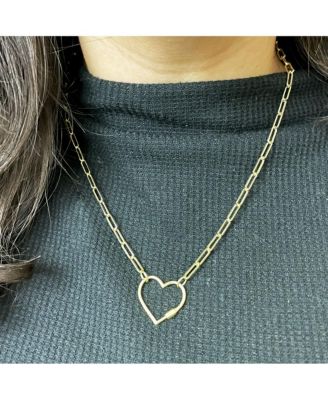 Carabiner Heart Charm Holder Necklace 14K Gold
