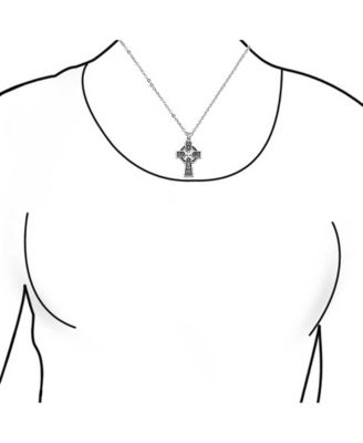 Viking Love Knot Celtic Cross Pendant Necklace Sterling Silver