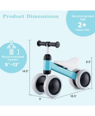Toddler Balance Bike with 4-Wheel Design for Stability and Easy Riding