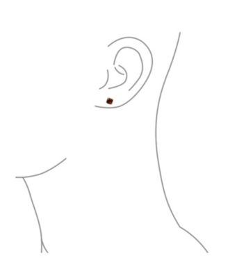 Brown Cushion Square Acrylic Tortoise Shell Stud Earrings 8MM Gold Plated Stainless Steel