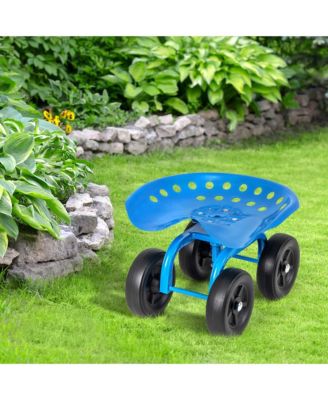 Rolling Garden Cart Heavy Duty Workseat with 360° Swivel Seat & Adjustable Height