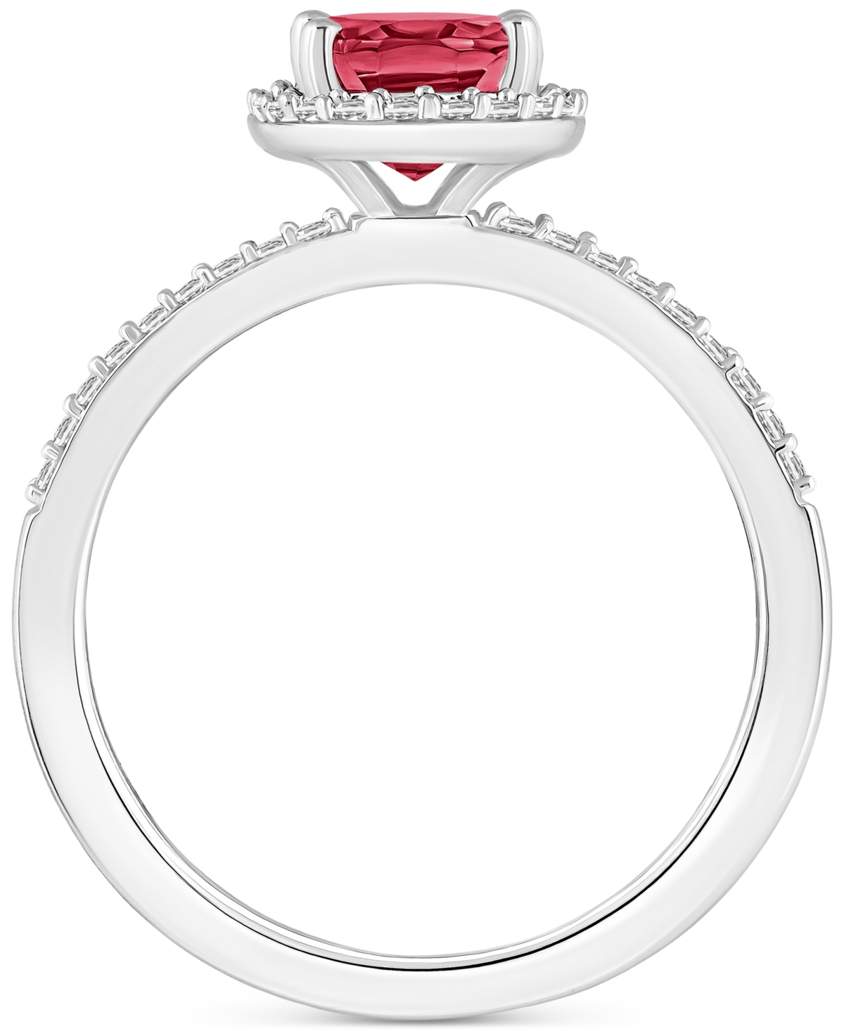 Macy's Lab-created Ruby (1-1/4 Ct. T.w.) & Lab-created White Sapphire (1/5 Ct. T.w.) Halo Ring In 10k White In Ruby,white Gold