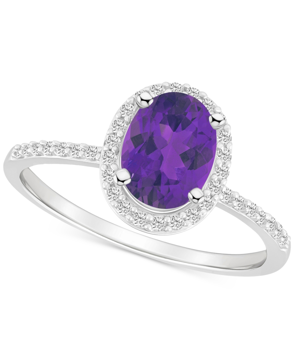MACY'S BLUE TOPAZ (1-3/5 CT. T.W.) & LAB CREATED WHITE SAPPHIRE (1/5 CT. T.W.) OVAL HALO RING IN 10K WHITE  