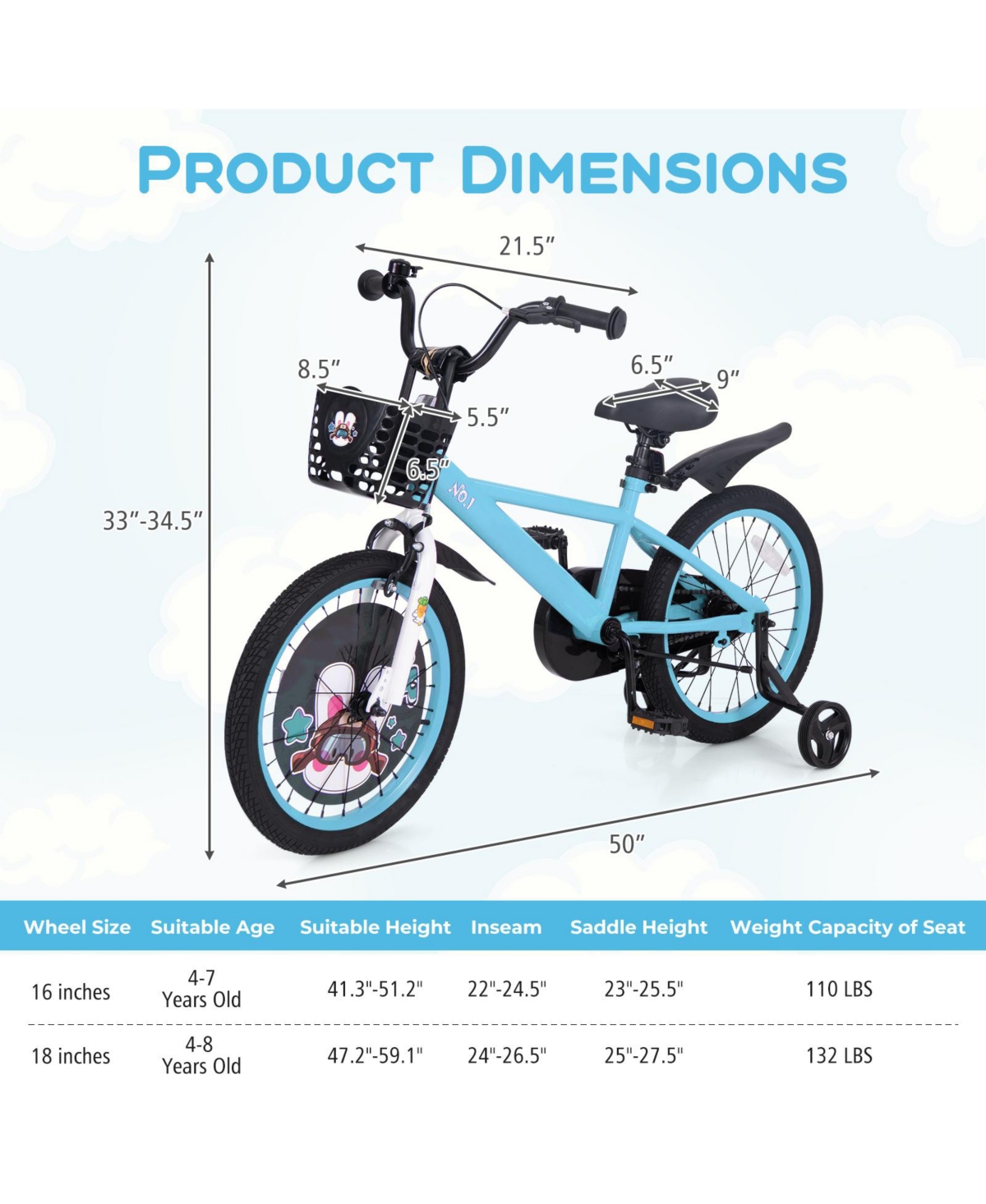 Kids Bike with Adjustable Handlebar and Saddle Perfect Bicycle for Children Aged 4-8 Years Old