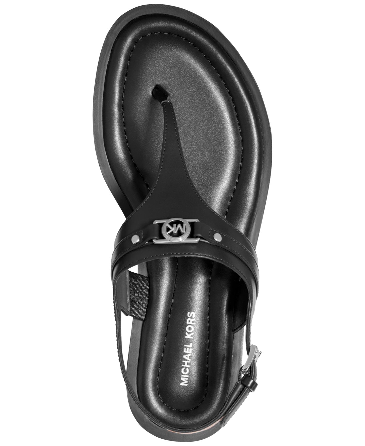 Женские сандалии MICHAEL Michael Kors Mandy Logo Slingback Thong, цвет: Чёрный кожаный — фото 3
