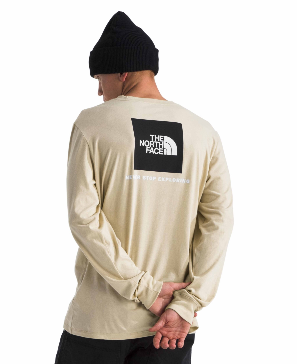 THE NORTH FACE MEN'S LONG SLEEVE BOX NEVER STOP EXPLORING T-SHIRT 