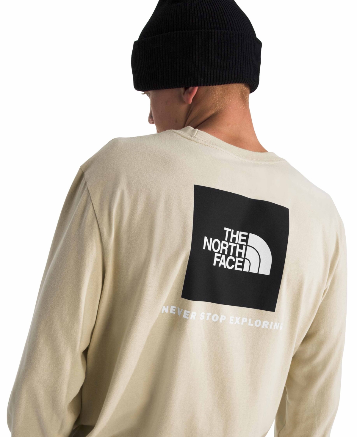 THE NORTH FACE MEN'S LONG SLEEVE BOX NEVER STOP EXPLORING T-SHIRT 