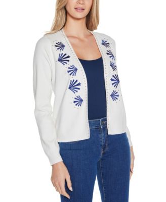 Women's Black Label Embroidered Open-Front Cardigan Sweater