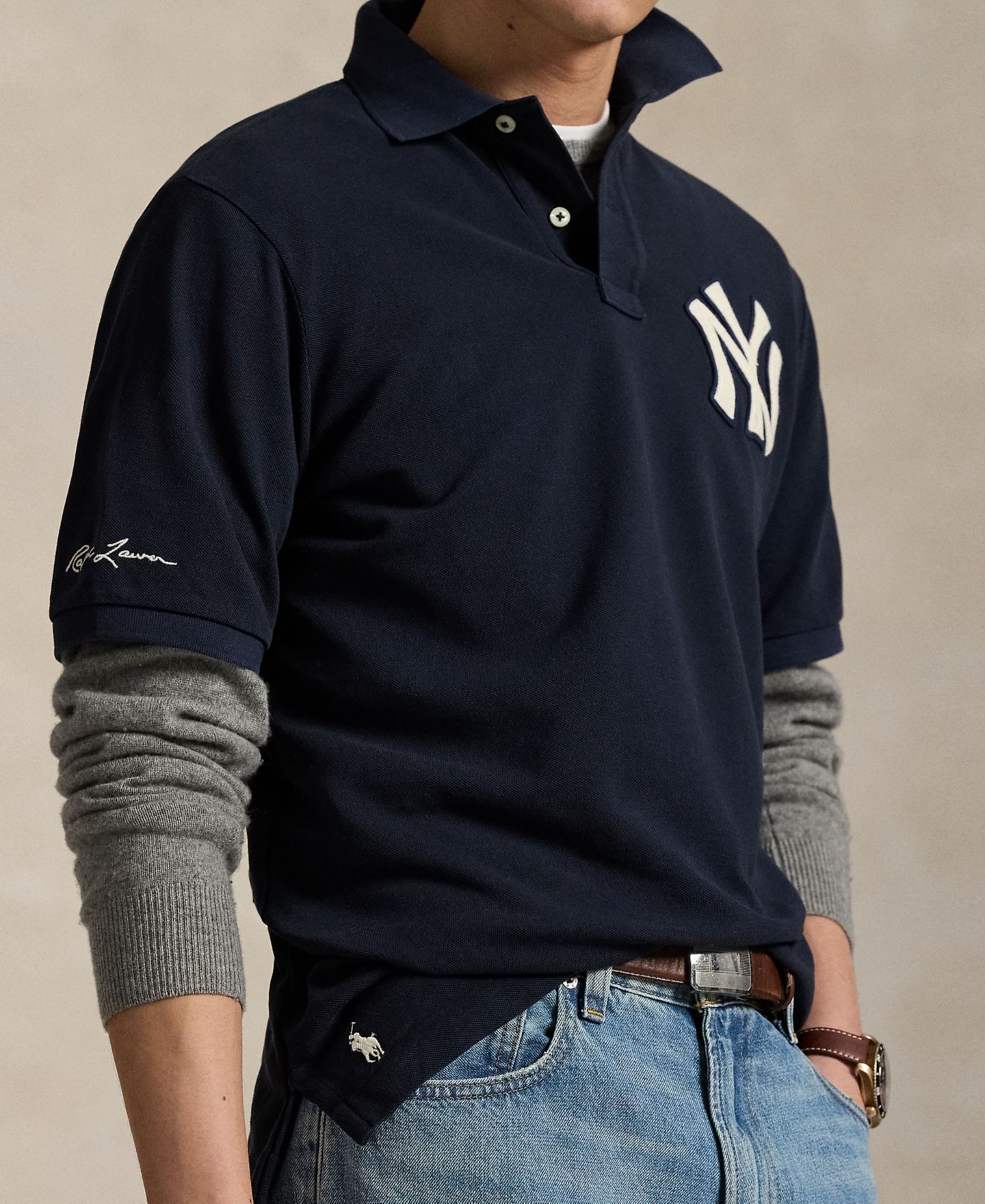 Поло Polo Ralph Lauren Unisex Yankees Polo Shirt, цвет: Тёмно-синий — фото 3