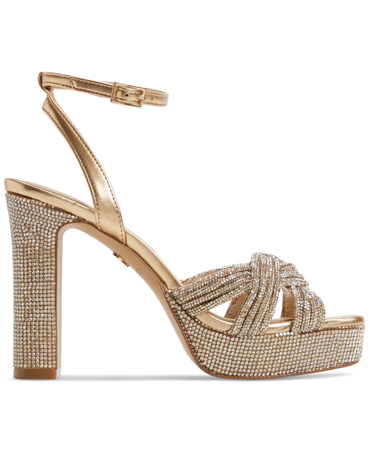 Shop Aldo Women's Shimma Rhinestone Platform Dress Sandals In Gold Metallic
