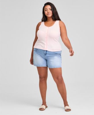 Trendy Plus Size Cotton Pointelle Tank Top, Exclusively at Macy's 