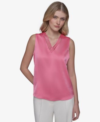 KARL LAGERFELD PARIS - Women's Crisscross V-Neck Blouse