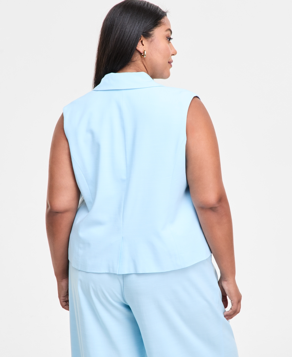 Bar Iii Trendy Plus Size Cropped Vest, Exclusively At Macy's In Oasis Blue