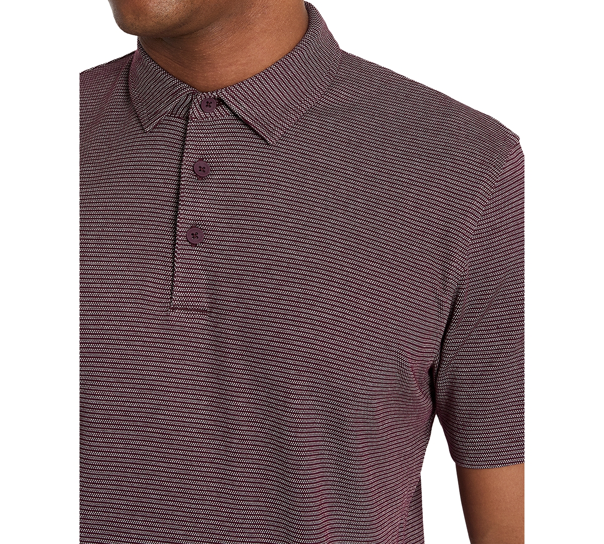 Kenneth Cole Men's Slim-fit Two-toned Textured-knit Polo Shirt In Mulberry Mix