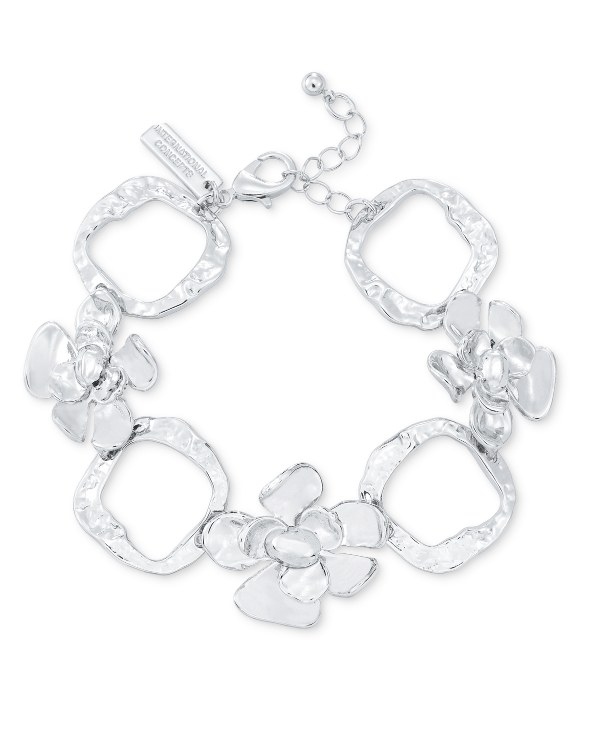 Silver-Tone Flower Statement Flex Bracelet, Exclusively at Macy's - White