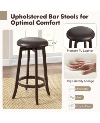 29" Counter Height Stools Set of 2 with 360° Swivel Round Seat & Footrest
